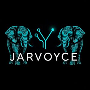 Logo officiel Jarvoyce, intelligence artificielle éthique et personnalisée, symbole de connexion entre humains et IA.