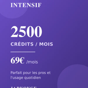Abonnement Intensif Jarvoyce – 2500 crédits par mois à 69€